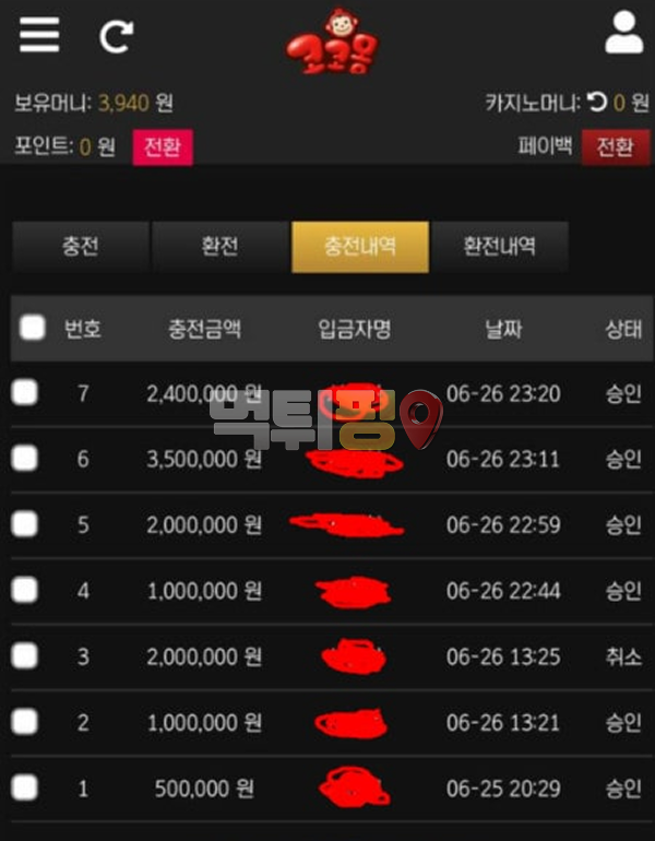코코몽 먹튀 확정 증거자료